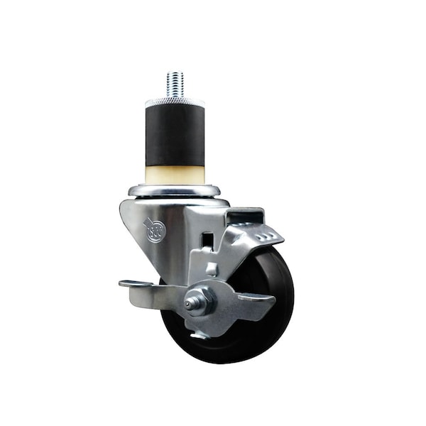 3'' Hard Rubber Swivel 1-7/8'' Expanding Stem Caster with Brake